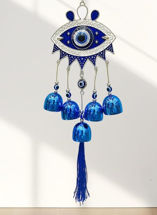 Ryme Feng Shui Evil Eye Wind Chimes - Pack of 2 with 5 Bells | Main Door, Balcony & Wall Hanging for Positive Energy, Good Vibes & Negative Energy Removal - Image 5
